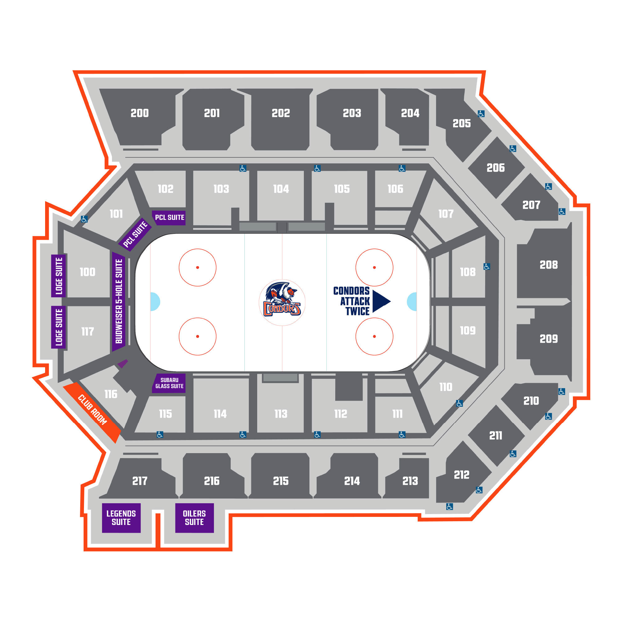 Mechanics Bank Arena / Bakersfield Condors Suite Map and Seating Chart